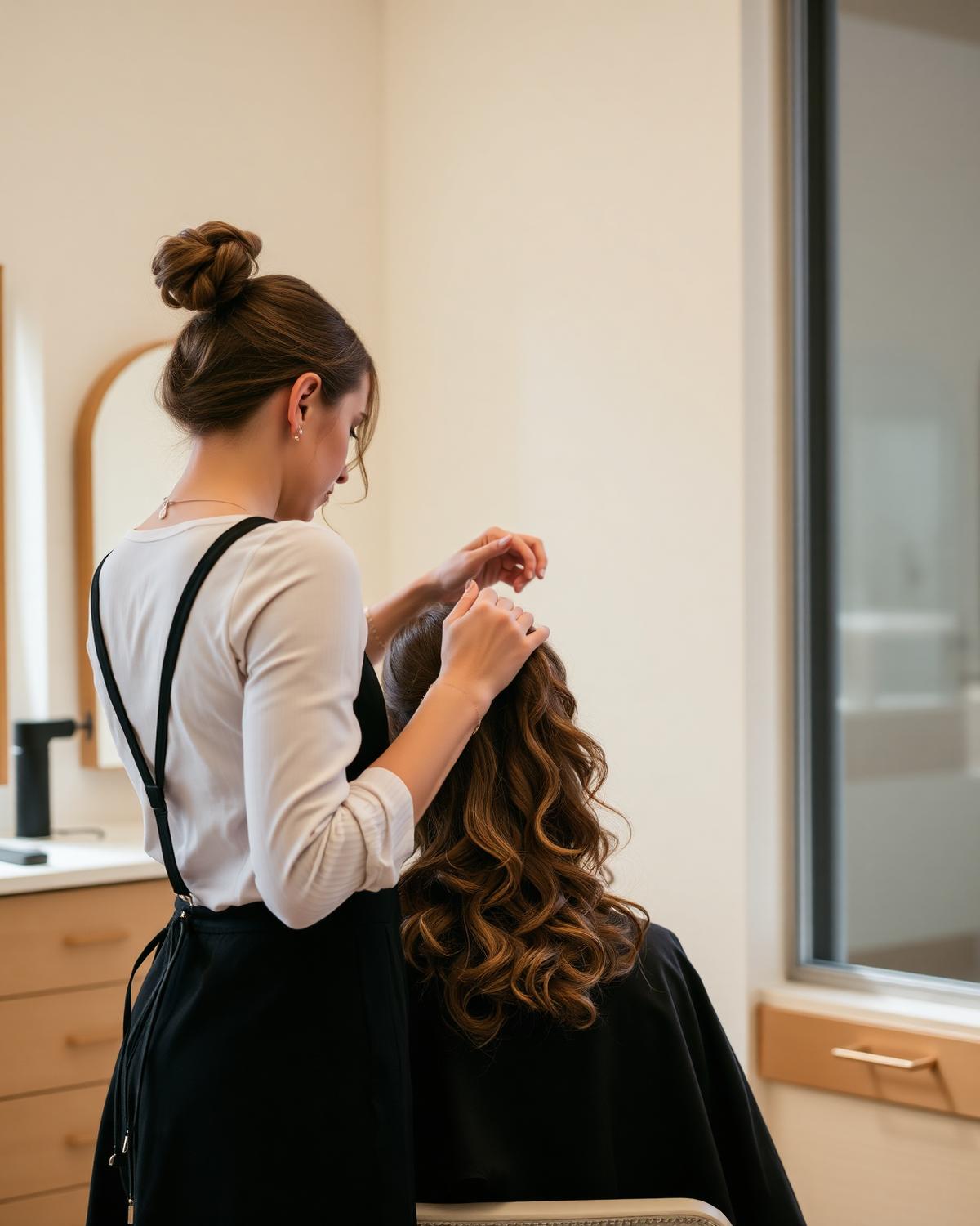 Symbolbild: Friseurin bei der Arbeit im Salon