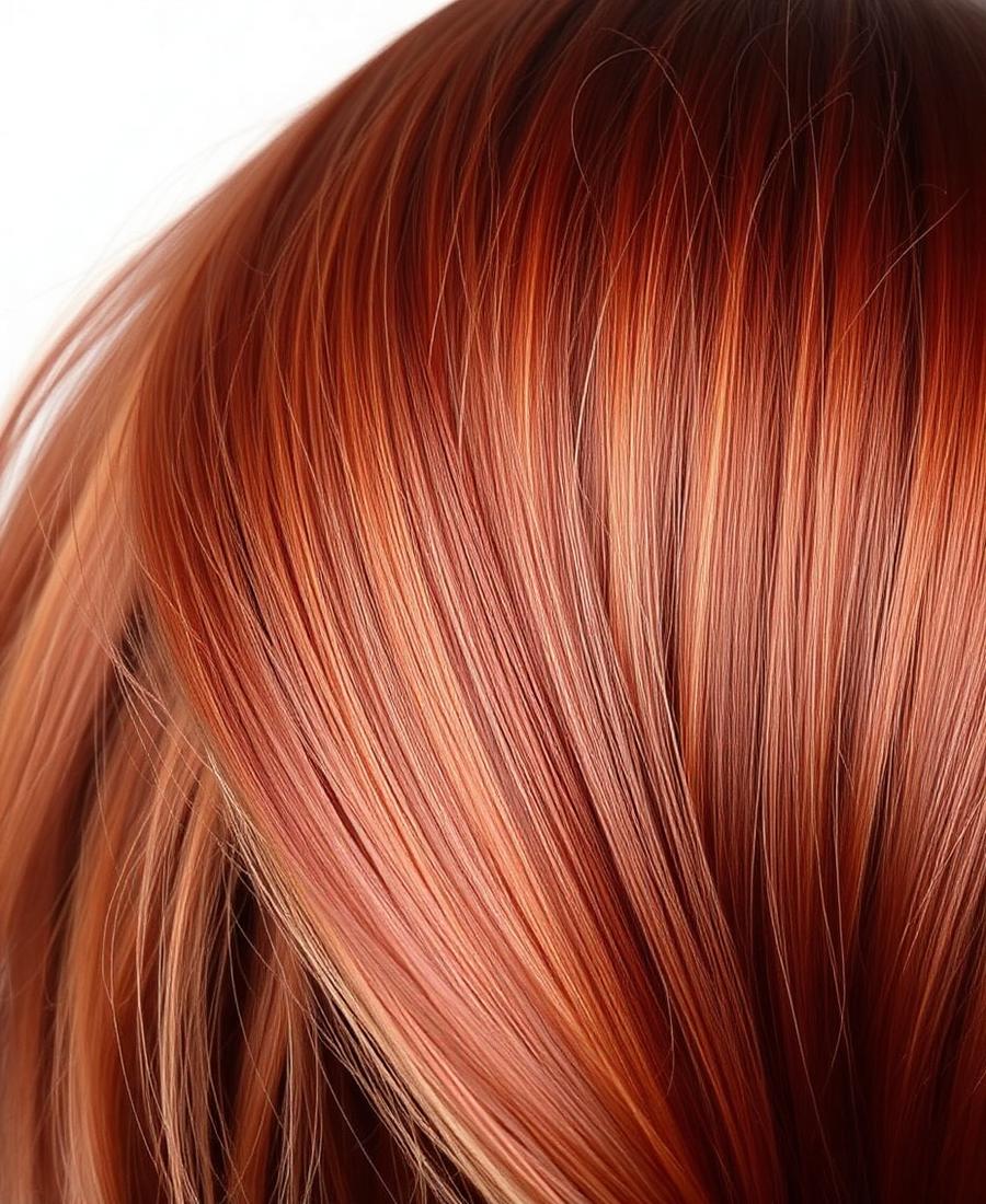 Symbolbild: kupferrote Haarfarbe mit Glanz